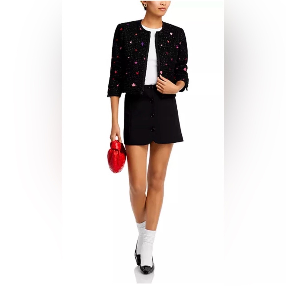 Aqua by Kerri Rosenthal Heart and Stars Tweed Jacket